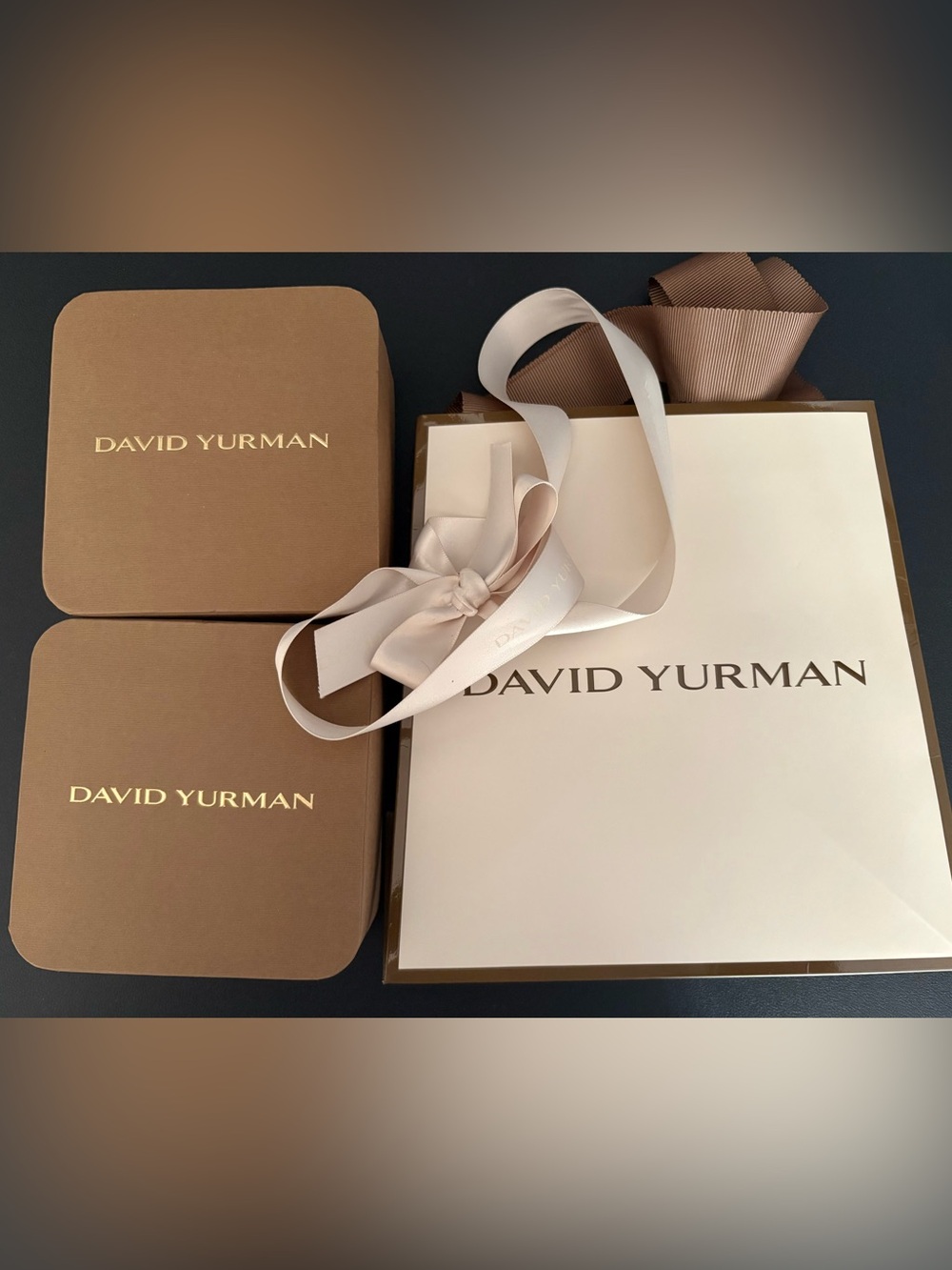 David Yurman Cream and Brown Gift Set with Ivory Ribbon